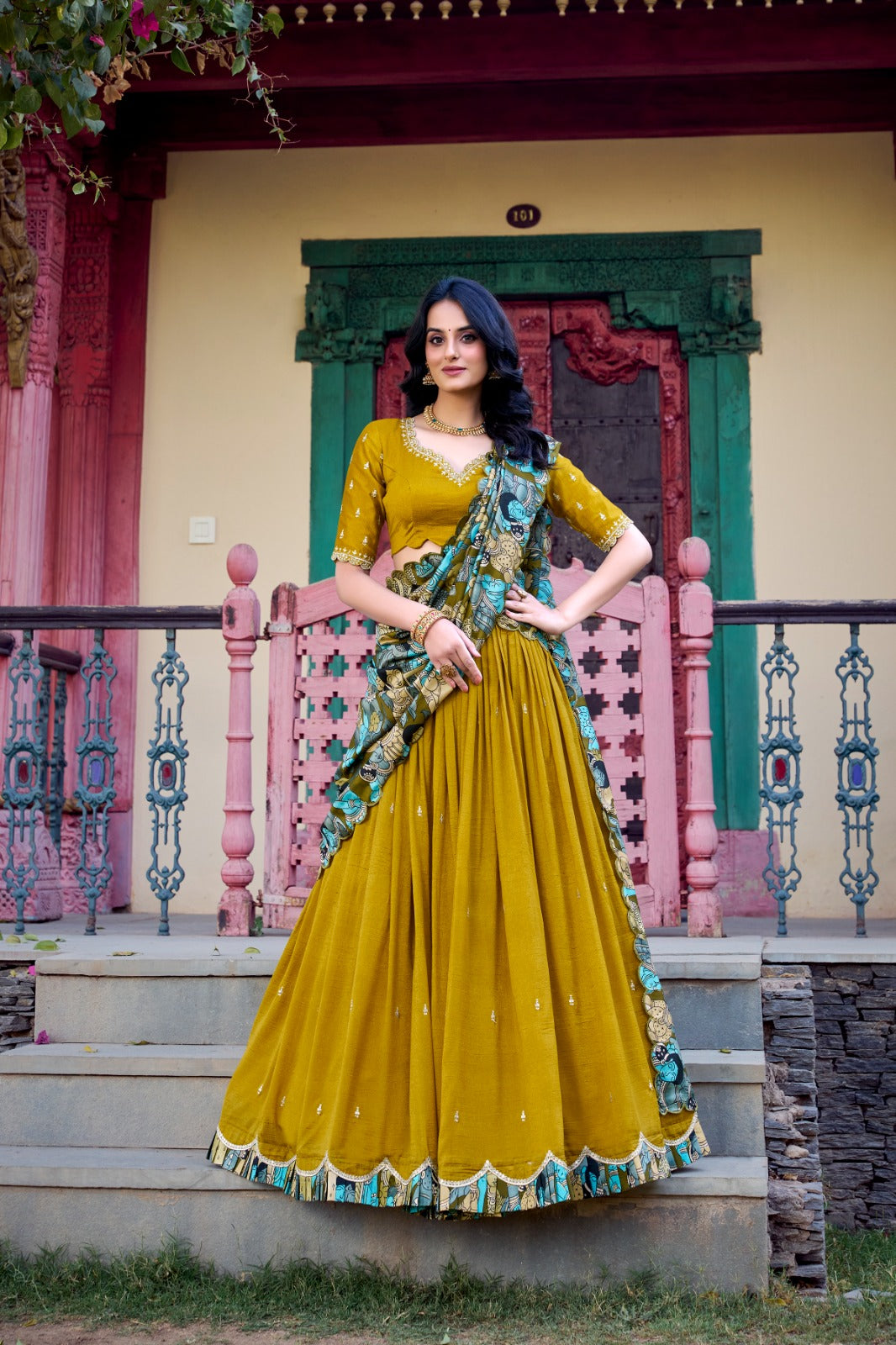 KALAMKARI ELEGANCE LEHENGA CHOLI FOR BRIDESMAIDS