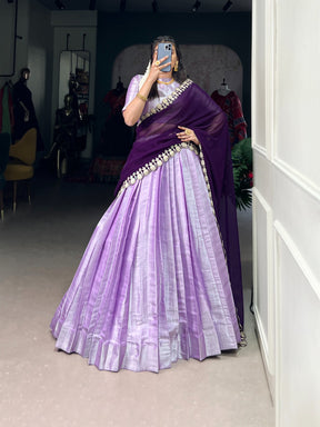 Purple Jacquard Silk Lehenga Choli with Embroidered Dupatta