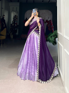 Purple Jacquard Silk Lehenga Choli with Embroidered Dupatta