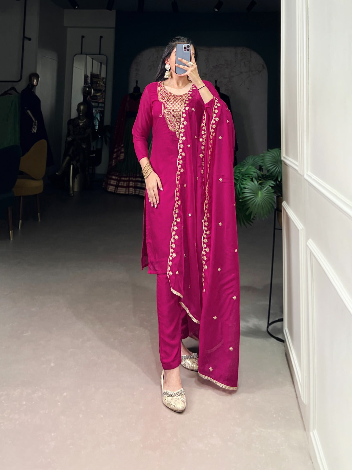 Elegant Pink Organza Salwar Suit Set