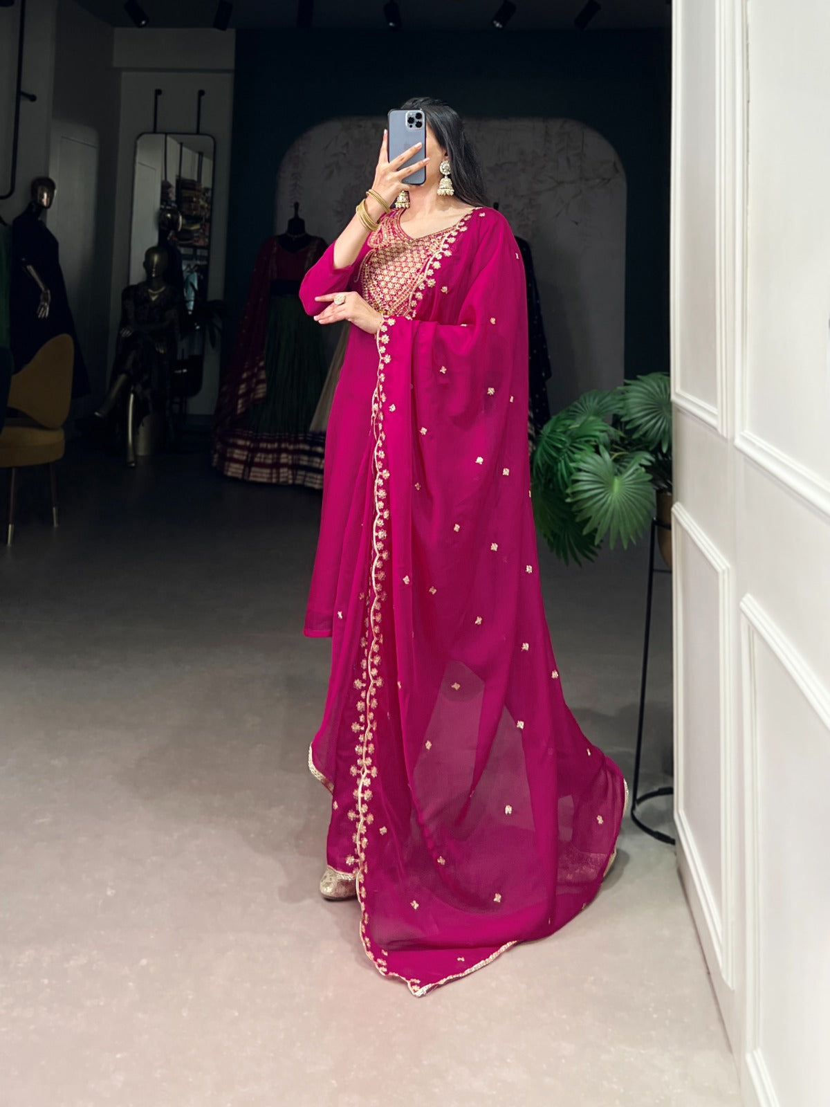Elegant Pink Organza Salwar Suit Set