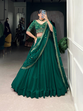 ELEGANT GREEN GEORGETTE EMBROIDERED LEHENGA CHOLI