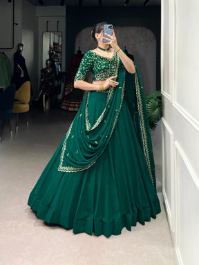 ELEGANT GREEN GEORGETTE EMBROIDERED LEHENGA CHOLI