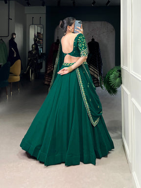 ELEGANT GREEN GEORGETTE EMBROIDERED LEHENGA CHOLI