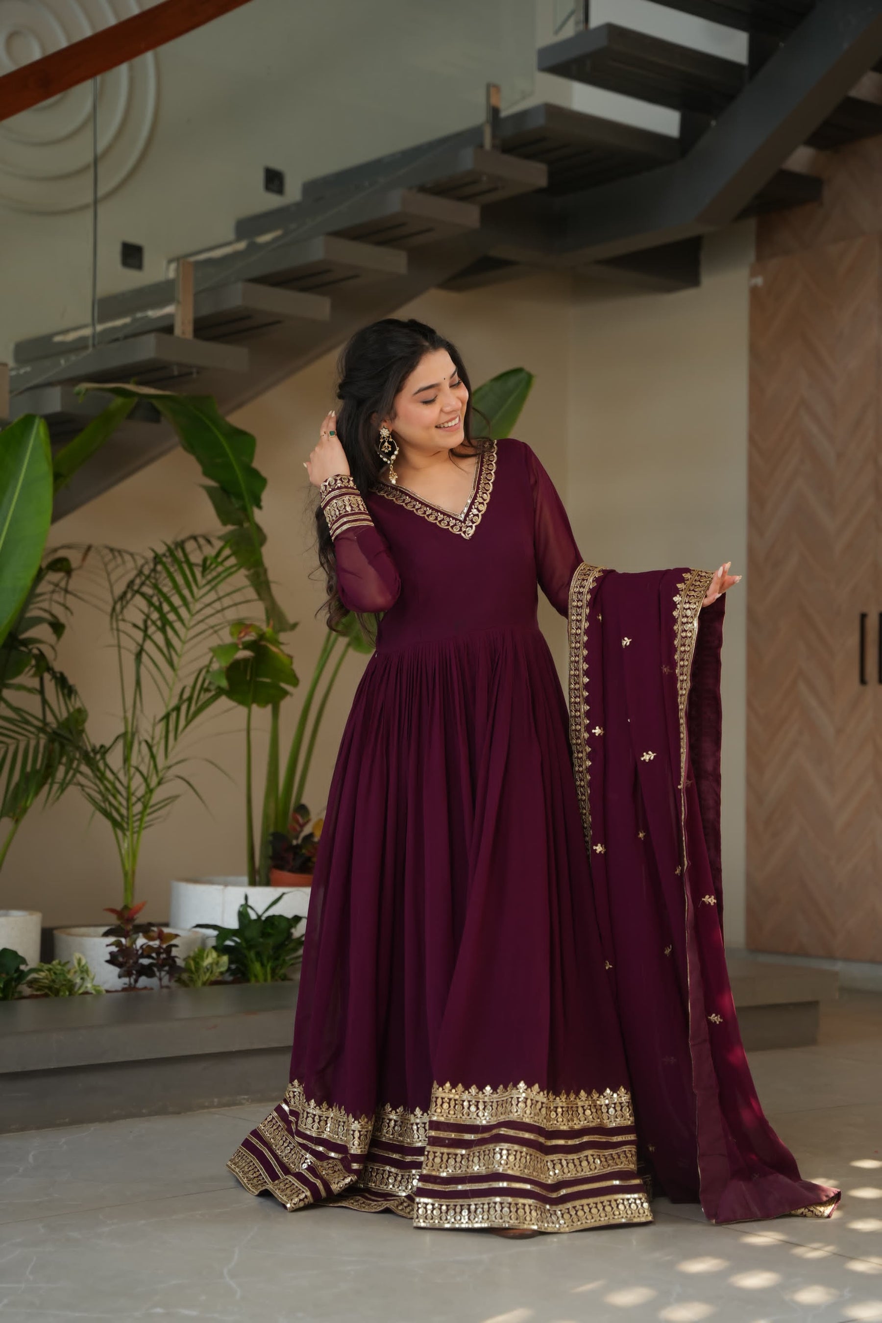 Premium Designer Readymade Gown with Dupatta