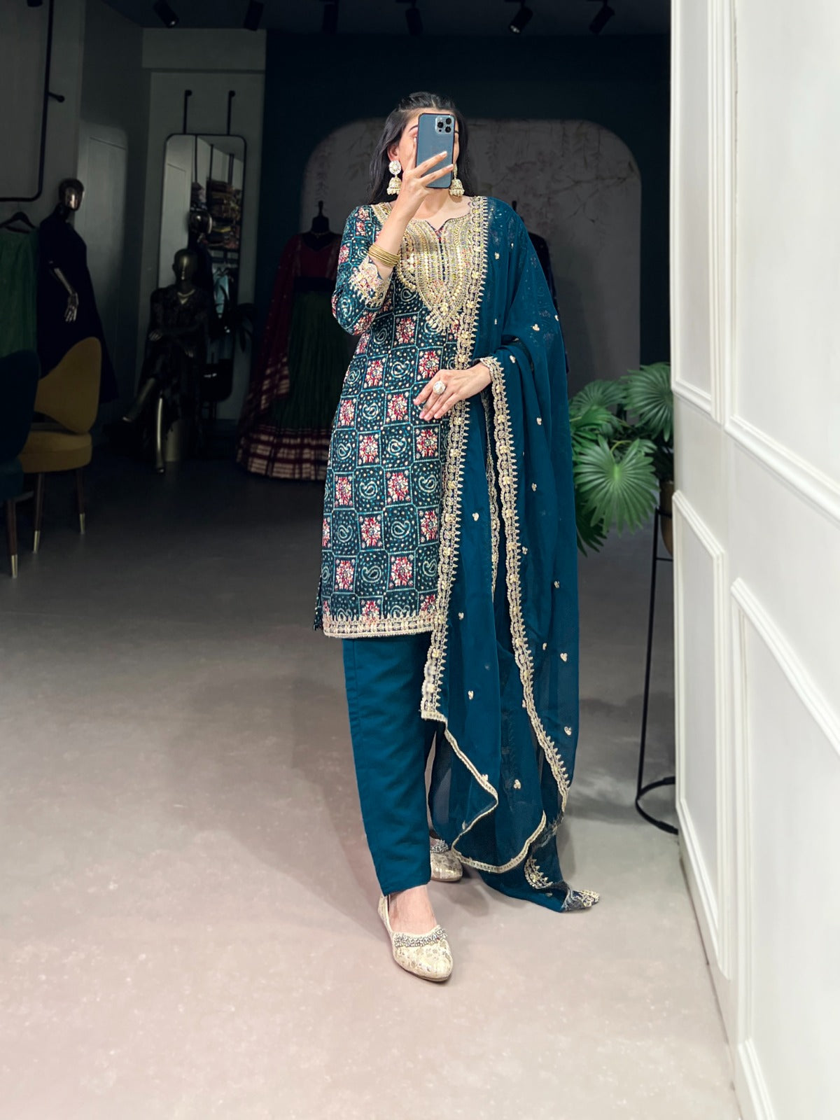Teal Ethnic Suit set