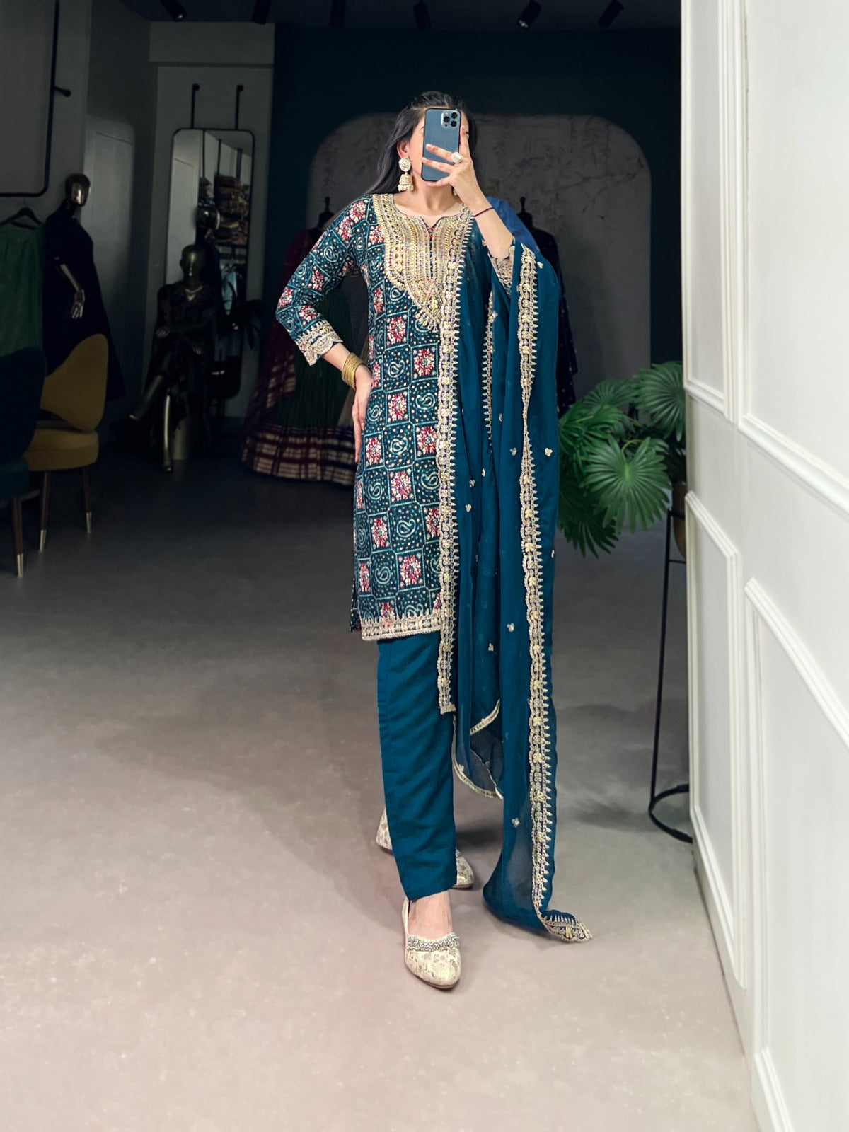 Teal Ethnic Suit set