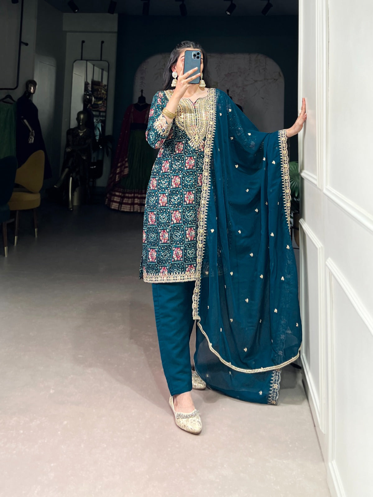 Teal Ethnic Suit set
