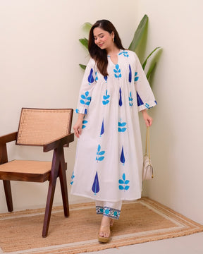 Summer Pure Mul Cotton Hand Block Kurta Set