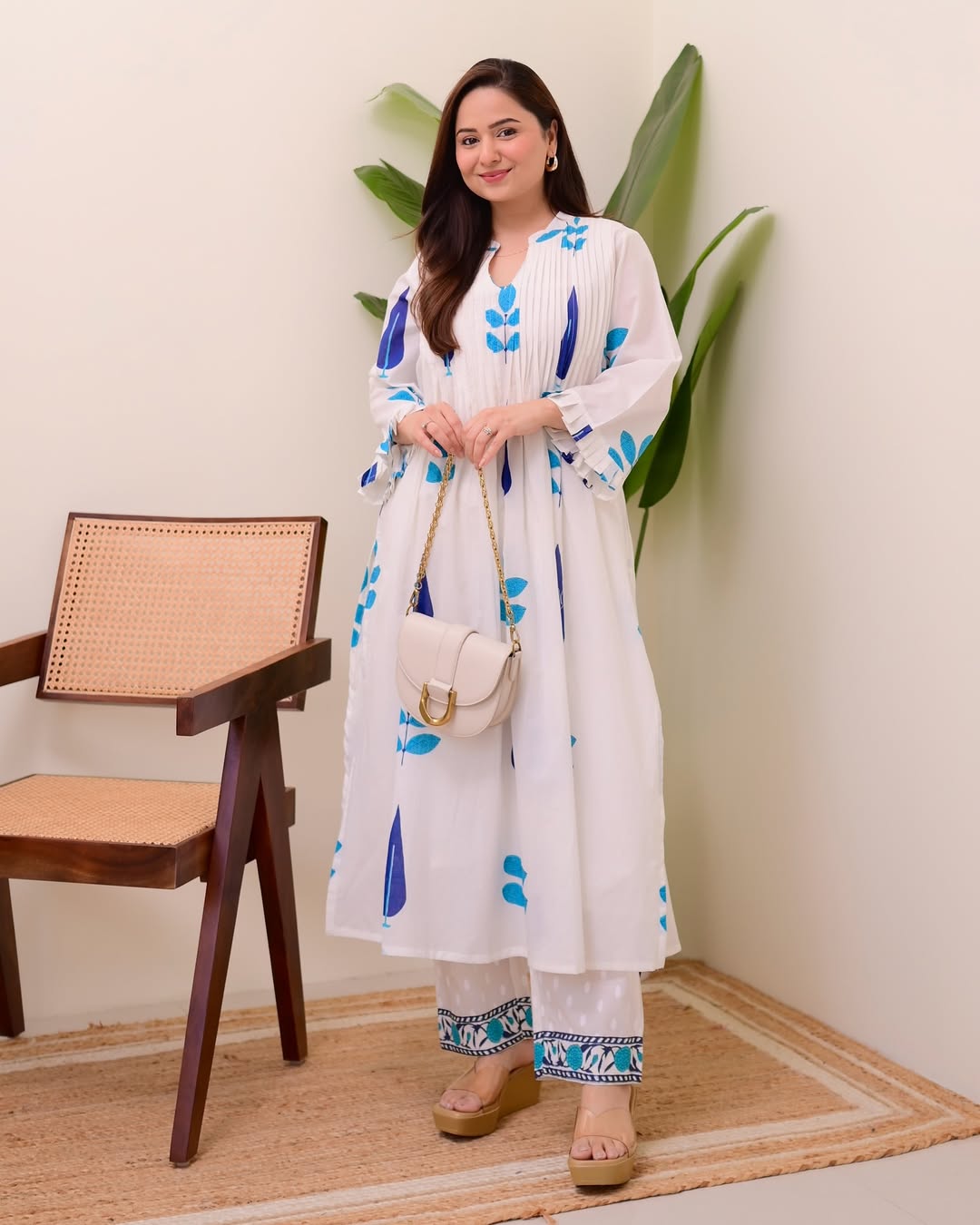 Summer Pure Mul Cotton Hand Block Kurta Set