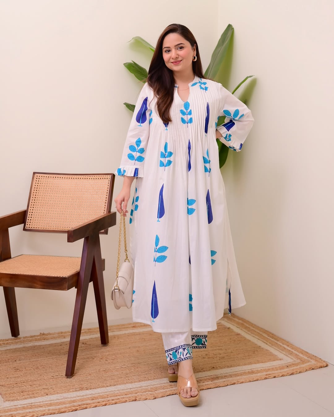 Summer Pure Mul Cotton Hand Block Kurta Set