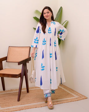 Summer Pure Mul Cotton Hand Block Kurta Set