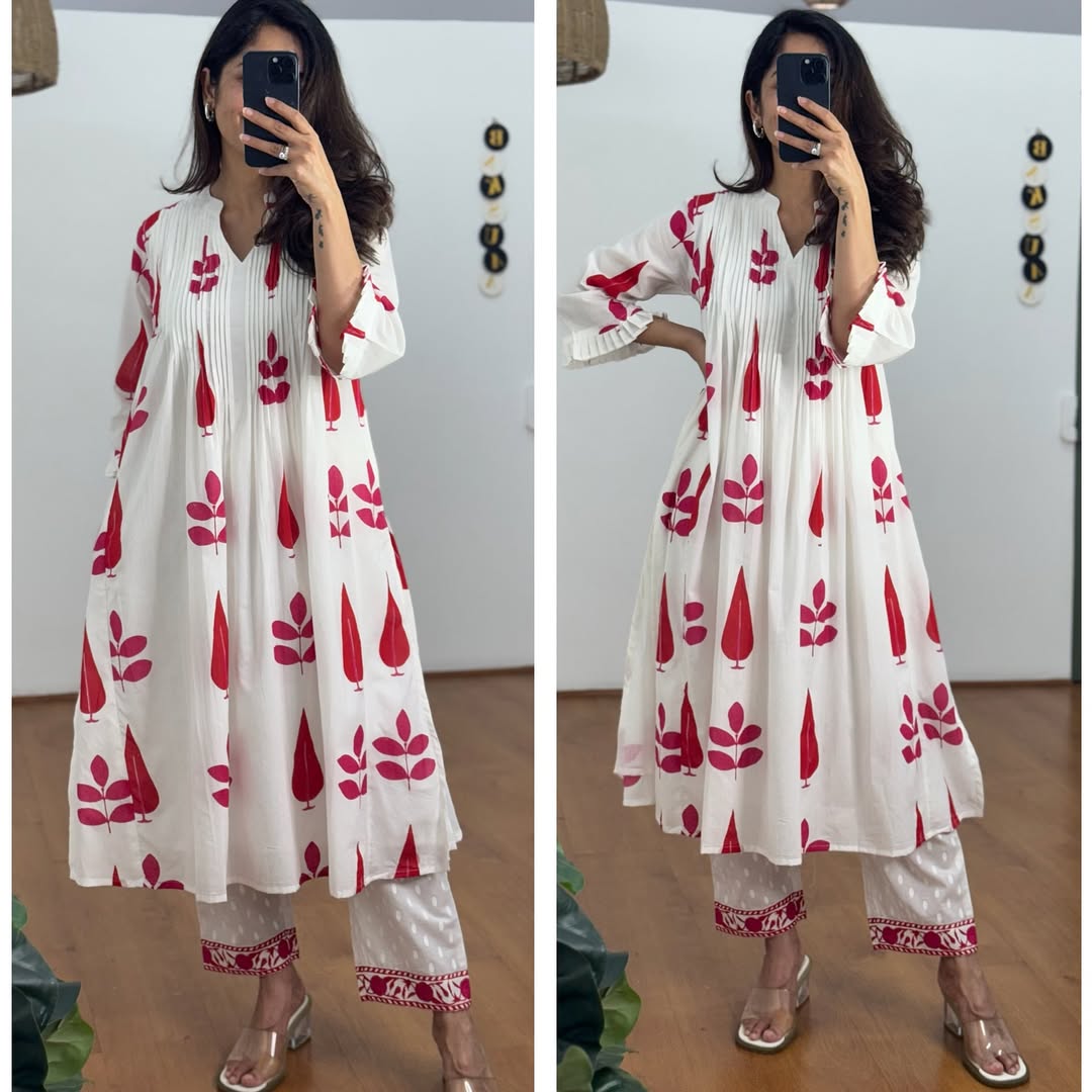 Summer Pure Mul Cotton Hand Block Kurta Set