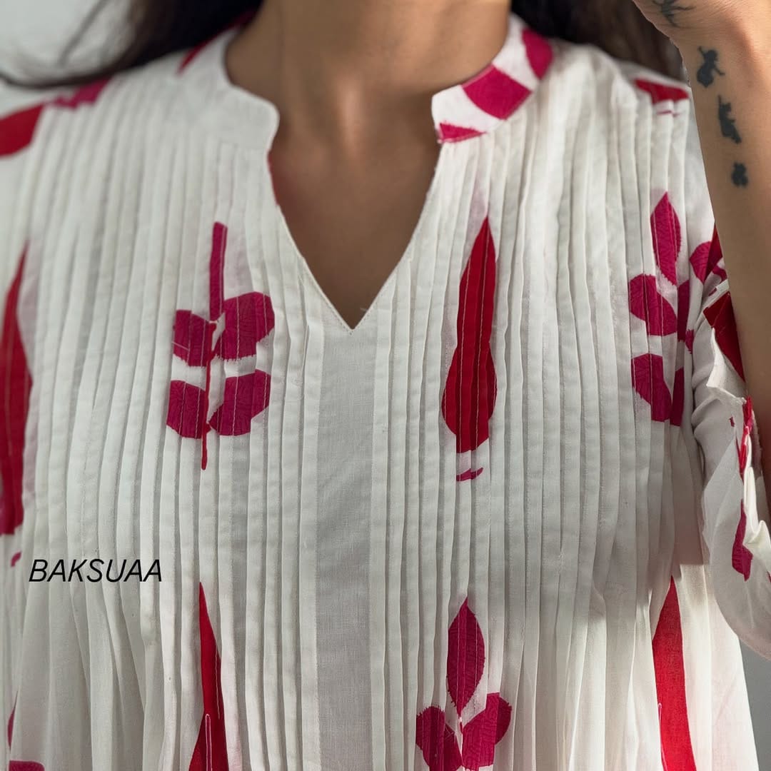 Summer Pure Mul Cotton Hand Block Kurta Set
