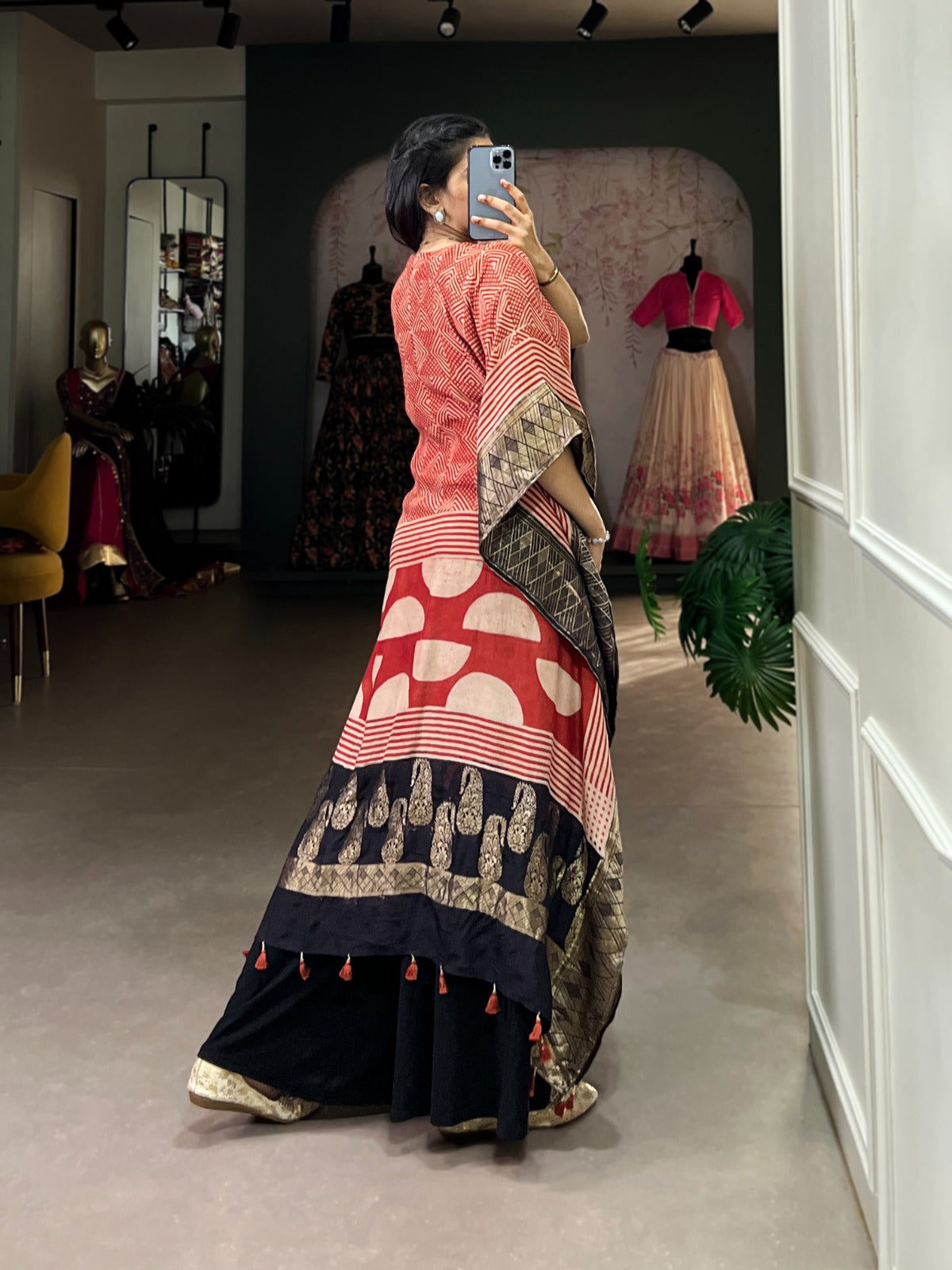 Pure Viscose Elegance with Mirror Work