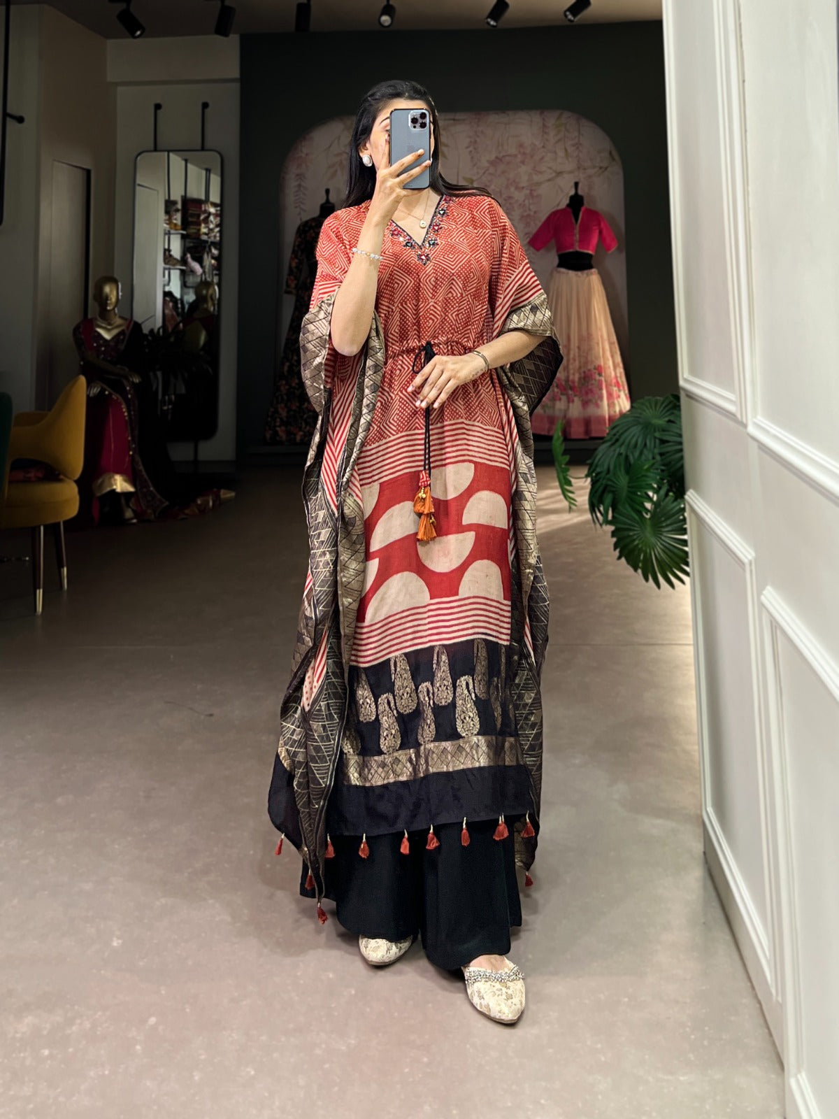 Pure Viscose Elegance with Mirror Work