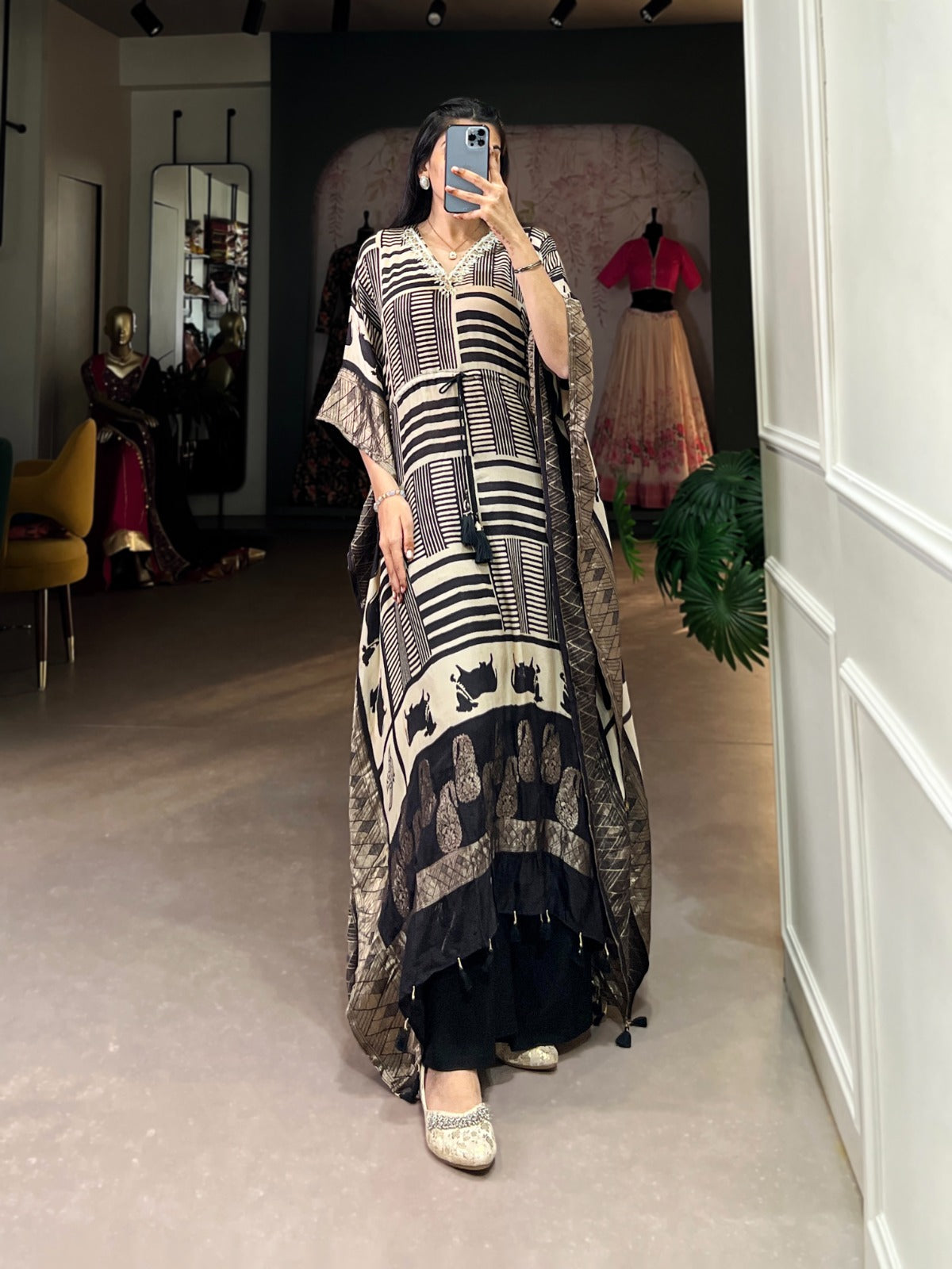 Pure Viscose Elegance with Mirror Work