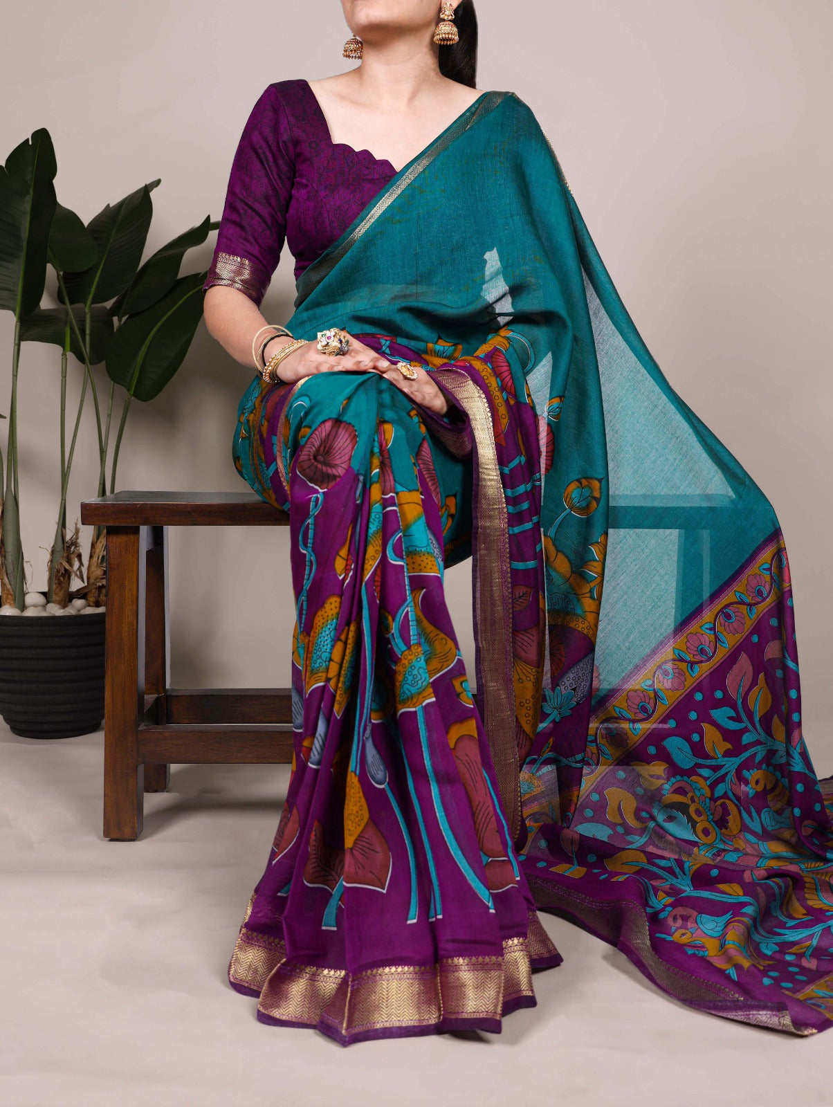 NATURE INSPIRED ELEGANCE  PRINTED CHANDERI SAREE