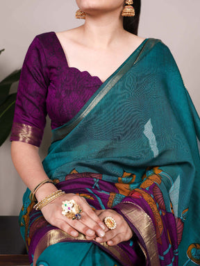 NATURE INSPIRED ELEGANCE  PRINTED CHANDERI SAREE