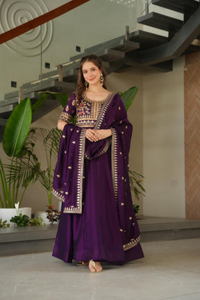 ELEGANT PARTY WEAR GOWNS IN VICHITRA SILK