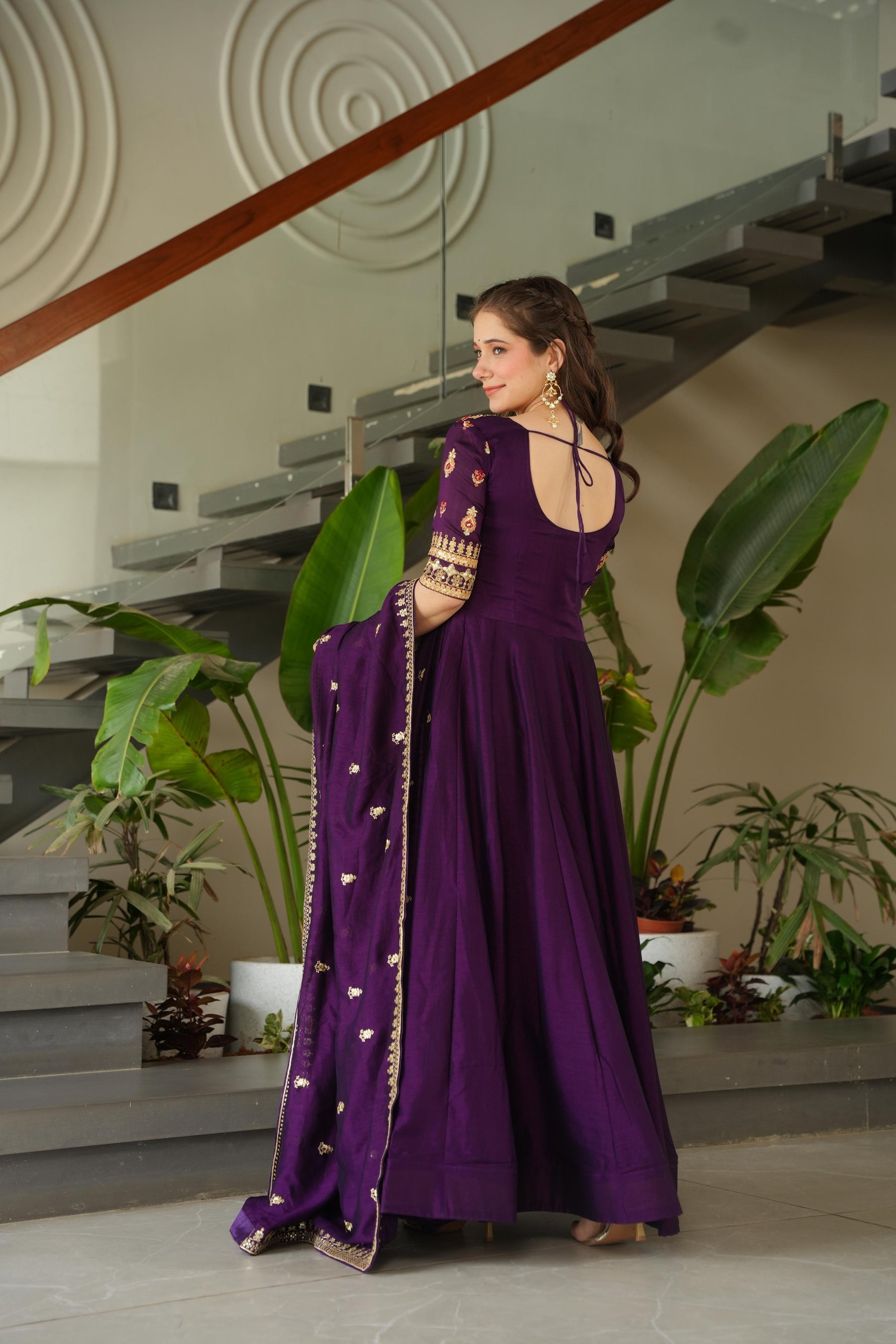 ELEGANT PARTY WEAR GOWNS IN VICHITRA SILK