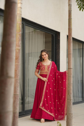 ELEGANT PARTY WEAR GOWNS IN VICHITRA SILK