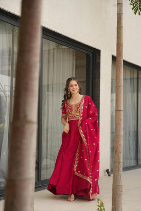 ELEGANT PARTY WEAR GOWNS IN VICHITRA SILK