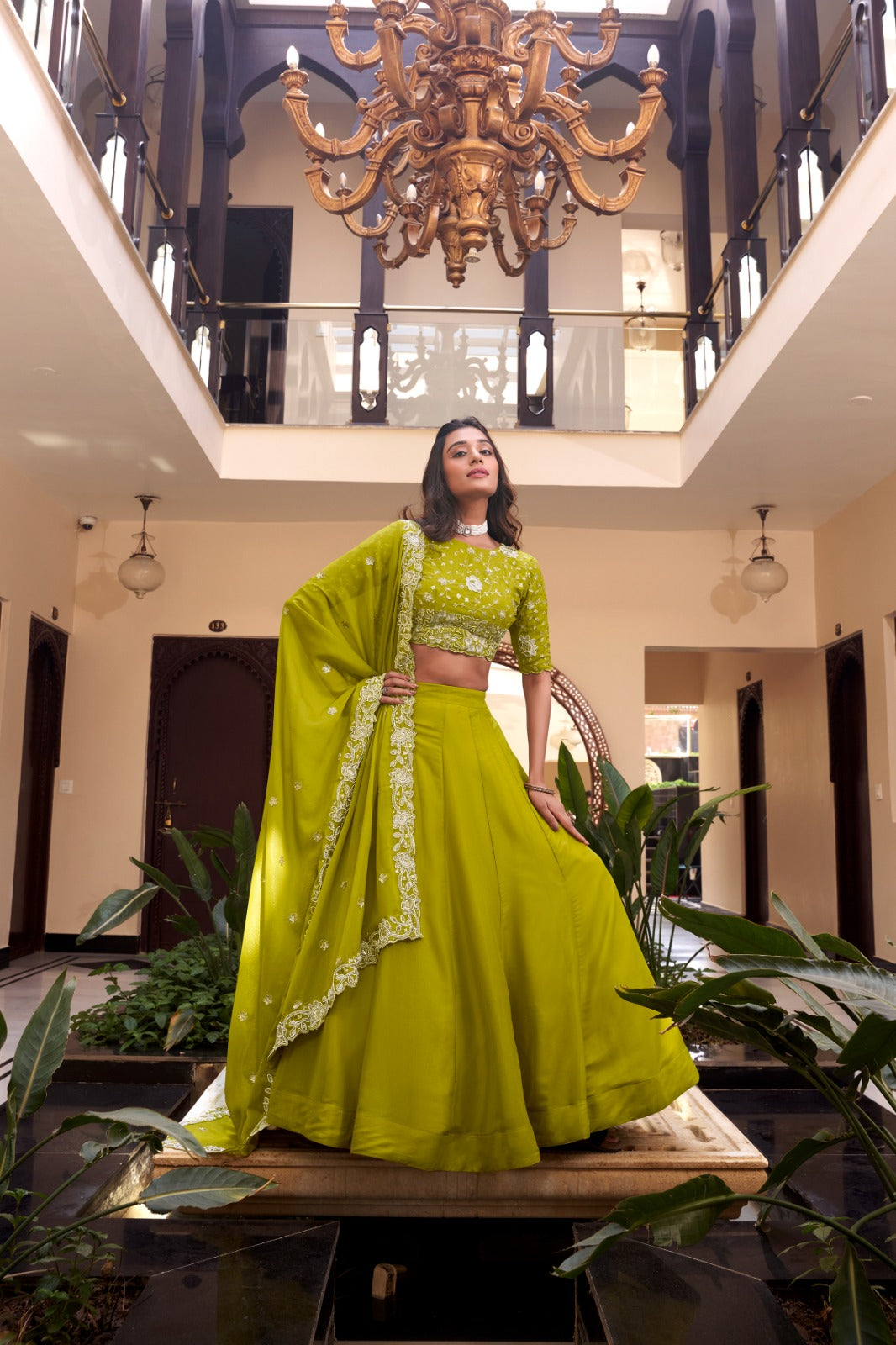 Bridal Elegant Lehengas in Rose Gold, Pink and Green