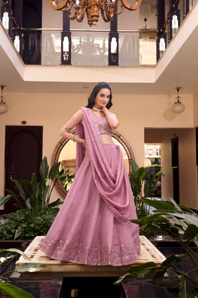 Bridal Elegant Lehengas in Rose Gold, Pink and Green