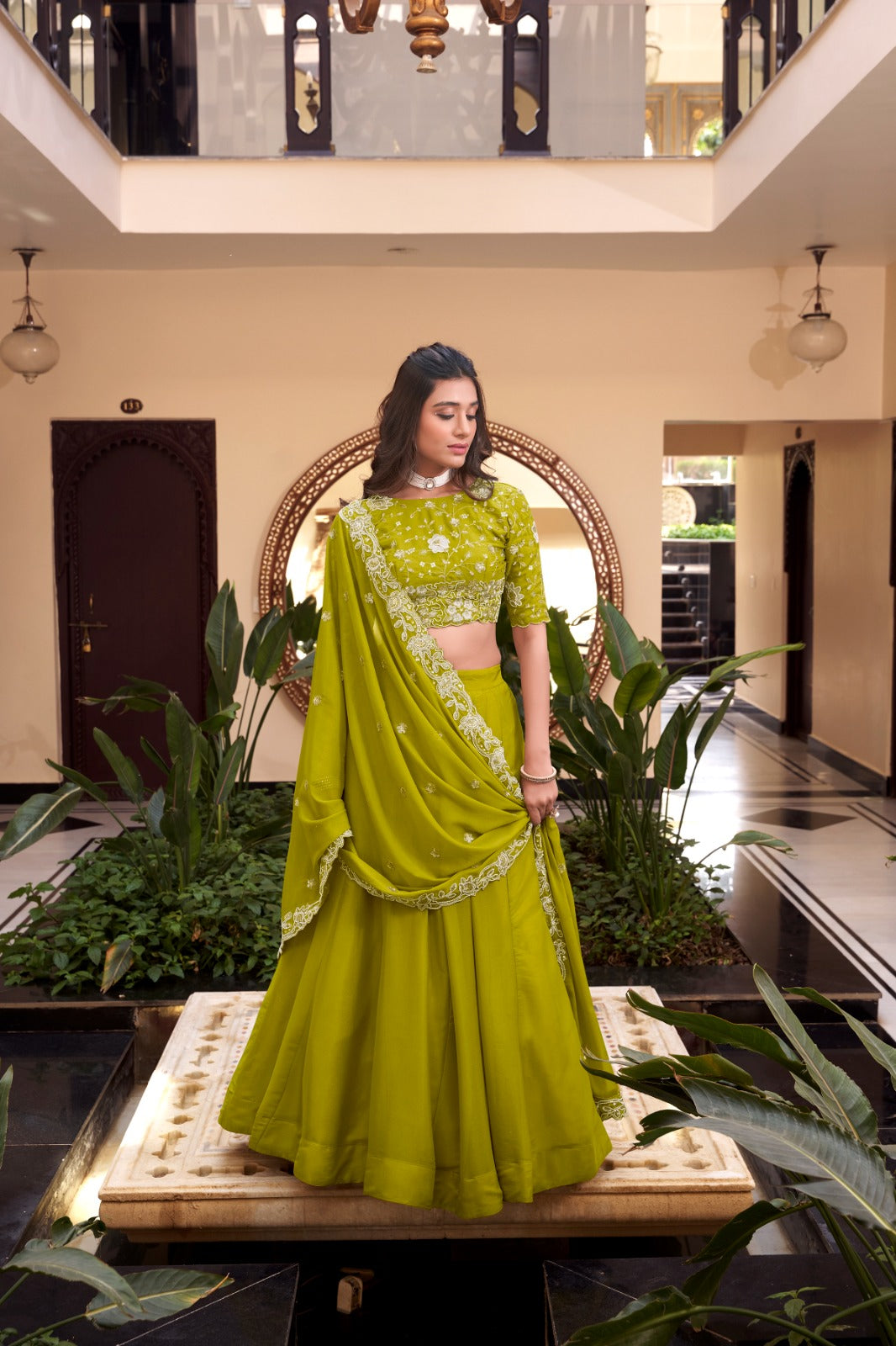 Bridal Elegant Lehengas in Rose Gold, Pink and Green