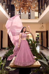 Bridal Elegant Lehengas in Rose Gold, Pink and Green