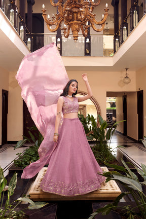 Bridal Elegant Lehengas in Rose Gold, Pink and Green