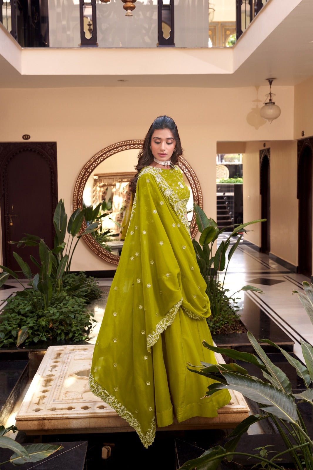 Bridal Elegant Lehengas in Rose Gold, Pink and Green