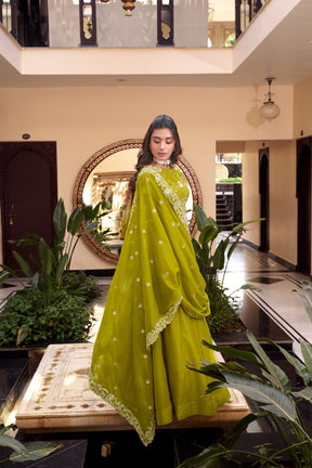 Bridal Elegant Lehengas in Rose Gold, Pink and Green