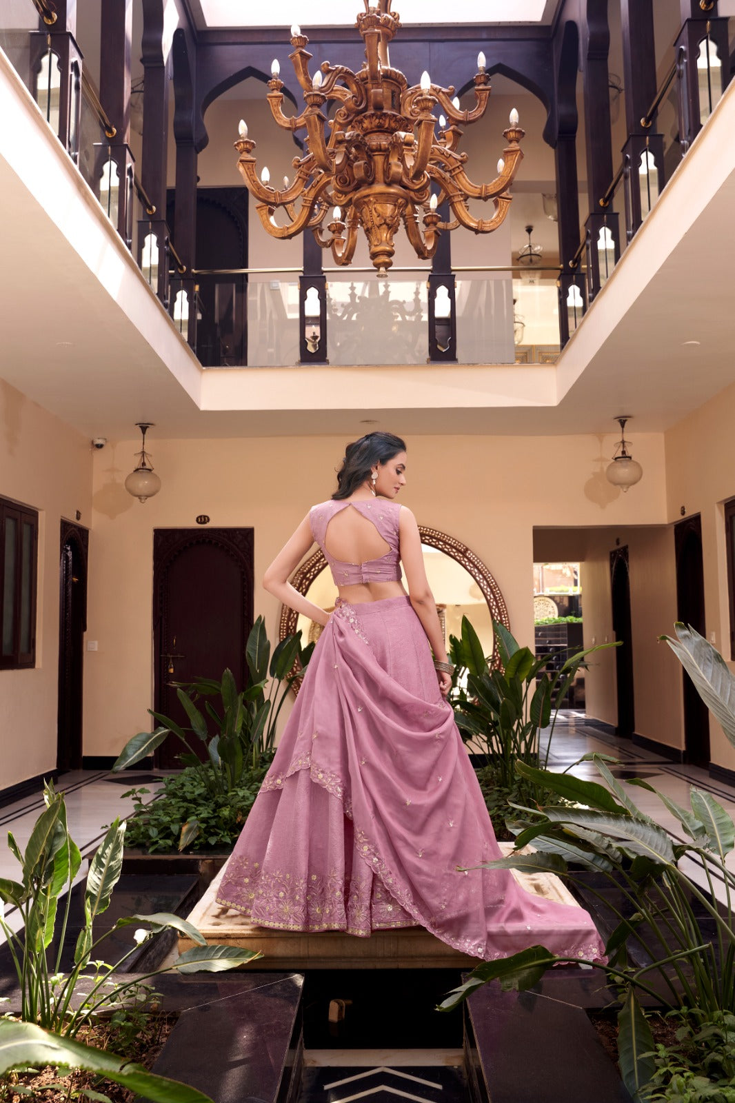 Bridal Elegant Lehengas in Rose Gold, Pink and Green