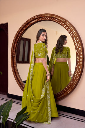 Bridal Elegant Lehengas in Rose Gold, Pink and Green