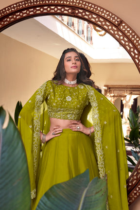 Bridal Elegant Lehengas in Rose Gold, Pink and Green