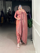 Elegant Peach Viscose Tissue Kurta Set with Organza Dupatta