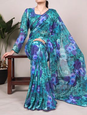 Elegant FLORAL PRINTED WEIGHTLESS MARBLE SAREE COLOURS