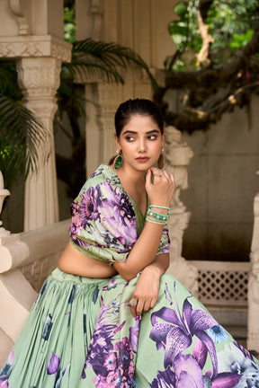 ELEGANT FLORAL TUSSAR SILK LEHENGA CHOLI SET