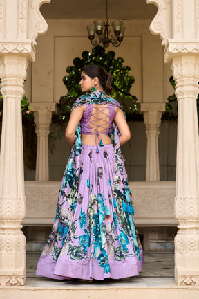 ELEGANT FLORAL TUSSAR SILK LEHENGA CHOLI SET