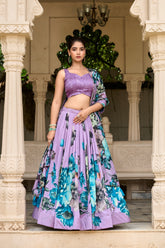 ELEGANT FLORAL TUSSAR SILK LEHENGA CHOLI SET