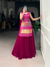 GAJI SILK KURTI WITH GEORGETTE PLAZZO & DUPATTA SET