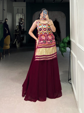 GAJI SILK KURTI WITH GEORGETTE PLAZZO & DUPATTA SET