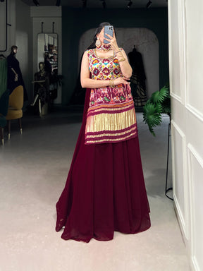 GAJI SILK KURTI WITH GEORGETTE PLAZZO & DUPATTA SET