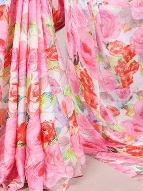 ELEGANT SATIN SAREES WITH MOONGA SILK BLOUSE