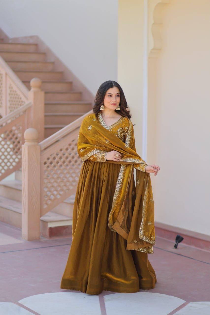 PREMIUM READYMADE GOWN WITH DUPATTA FOR DIWALI