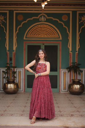 Bandhani Gown with Kutchi Patchwork