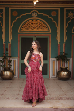 Bandhani Gown with Kutchi Patchwork