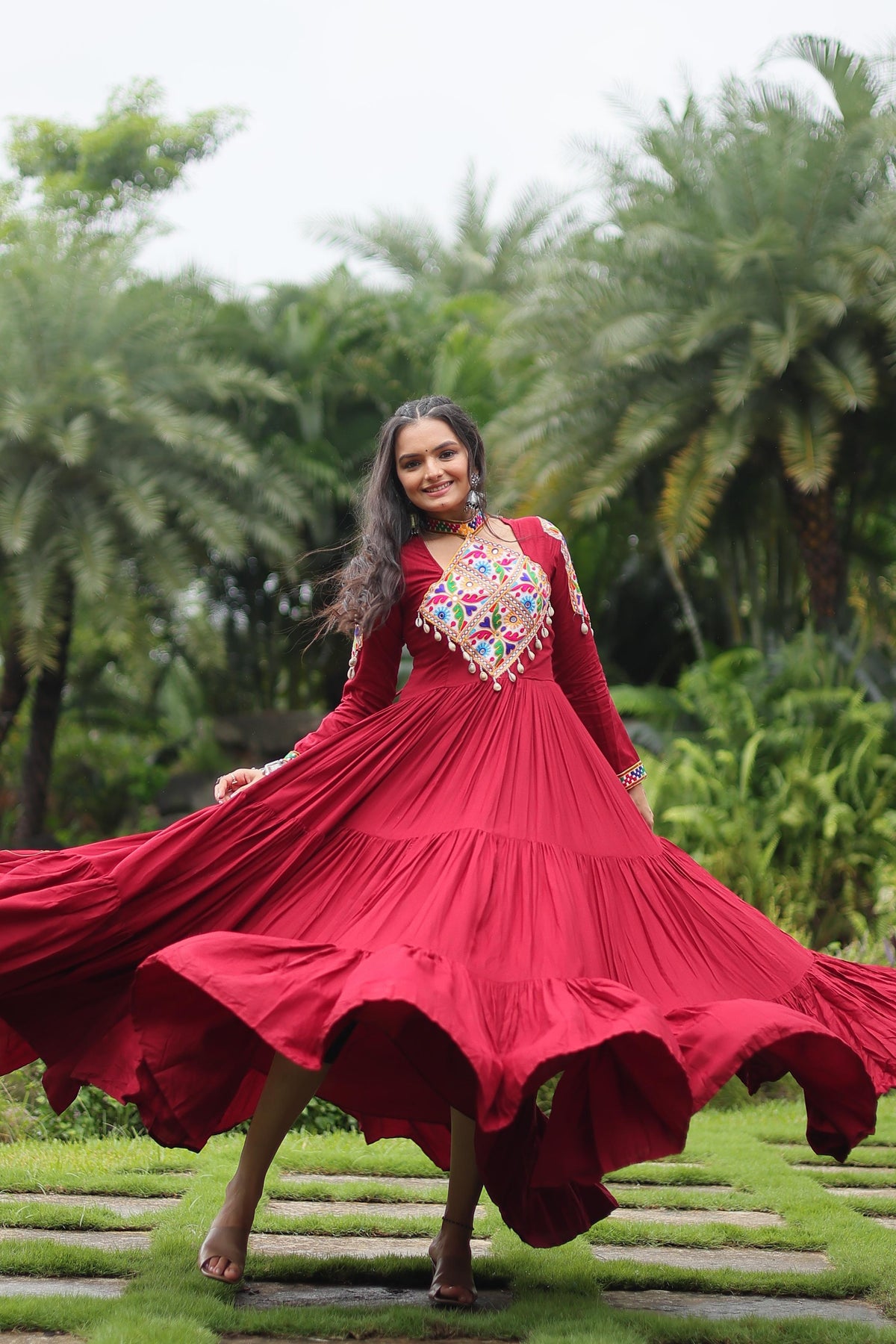 TRADITIONAL NAVRATRI KUTCHI GAMTHI RAYON FESTIVE GOWN